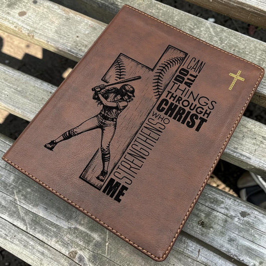 Personalized NIV Journal Bible: Softball Cross Engraving, Lined Wide Margins