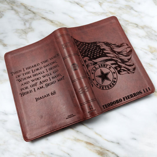 Personalized ESV Bible Large Print: Engraved Army Veteran and American Flag