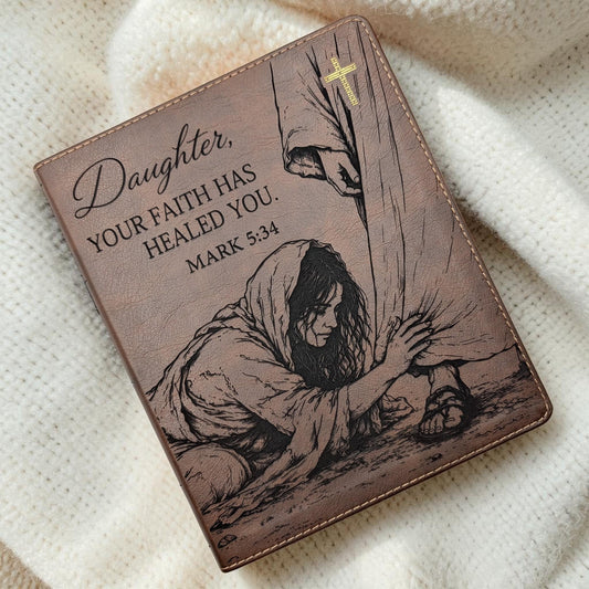 Personalized NIV Journal Bible: Woman Touching Jesus' Garment Engraving, Lined Wide Margins