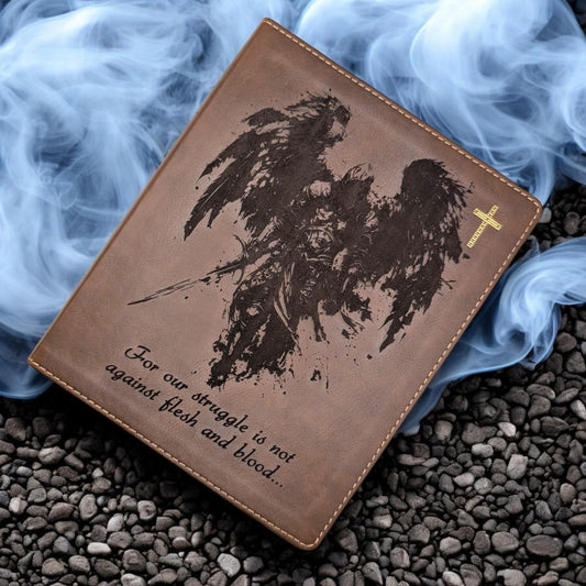 Personalized NIV Journal Bible: Engraved Michael the Archangel, Lined Wide Margins