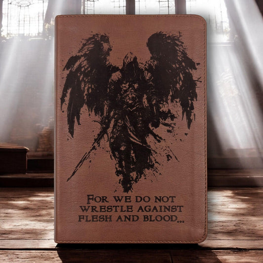 Personalized ESV Spanish English Parallel Bible: Engraved Michael the Archangel and Kneeling Warrior, Reina-Valera Translation