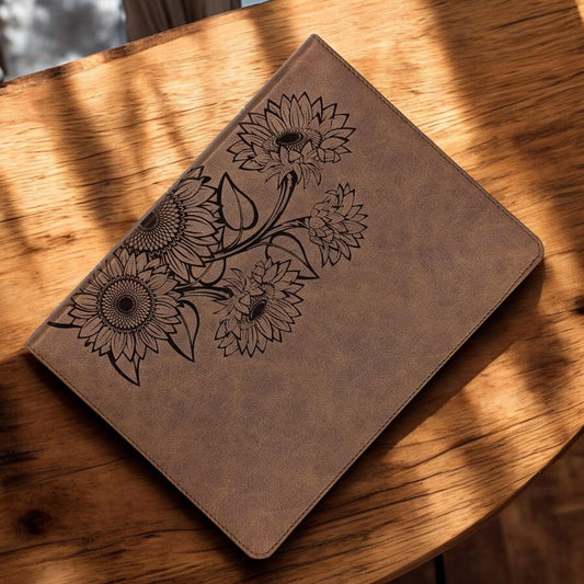 Personalized KJV Bible for Women: Engraved Sunflower Design, Wide Margin, Brown Leatherlike