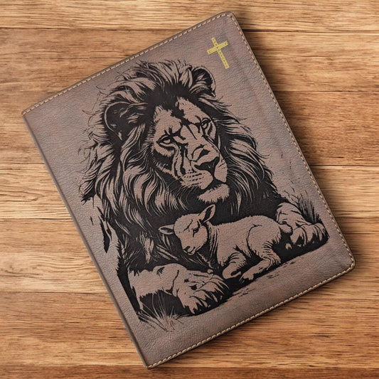 Personalized NIV Journal Bible: Engraved Lion and Lamb, Lined Wide Margins