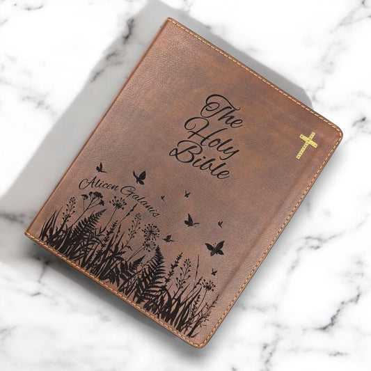 Personalized NIV Journal Bible for Women: Wildflower Engraving, Lined Wide Margins