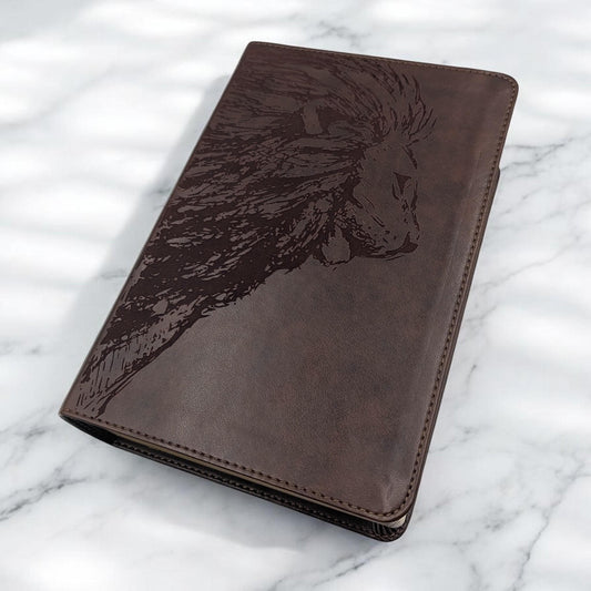 Personalized ESV Study Bible: Engraved Lion, Brown Leatherlike, Personal Size