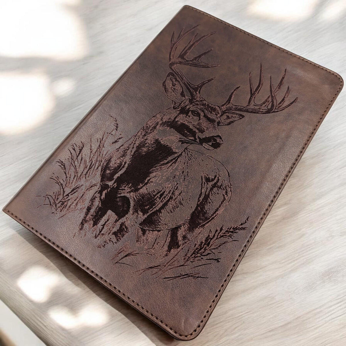 Personalized ESV Study Bible: Engraved Buck Deer Design, Brown Leatherlike, Personal Size