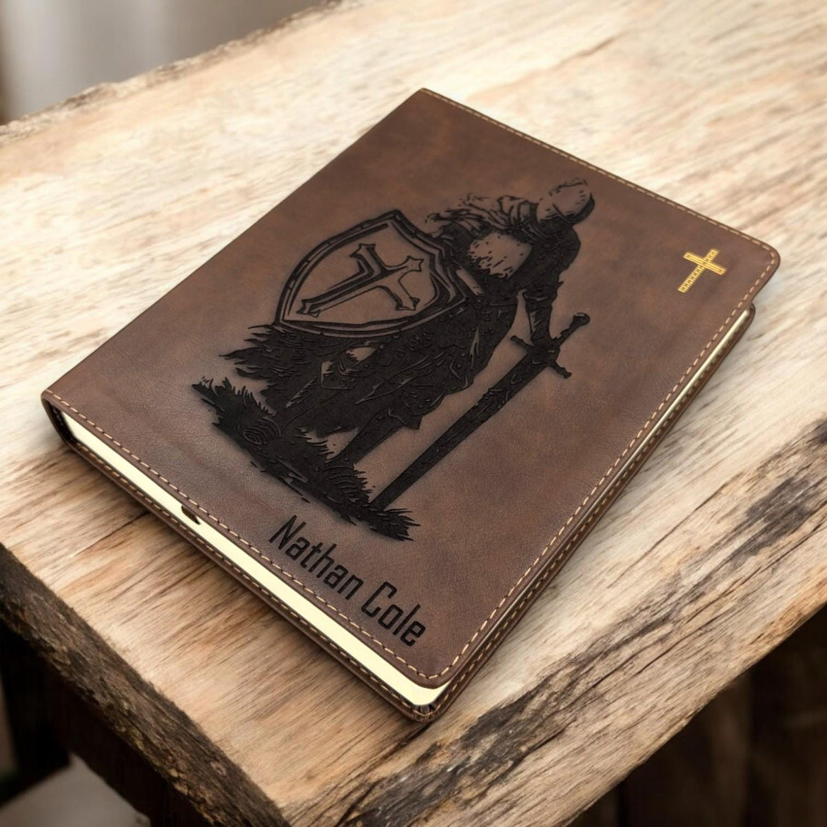 Personalized NIV Journal Bible: Engraved Armor of God Warrior, Lined Wide Margins