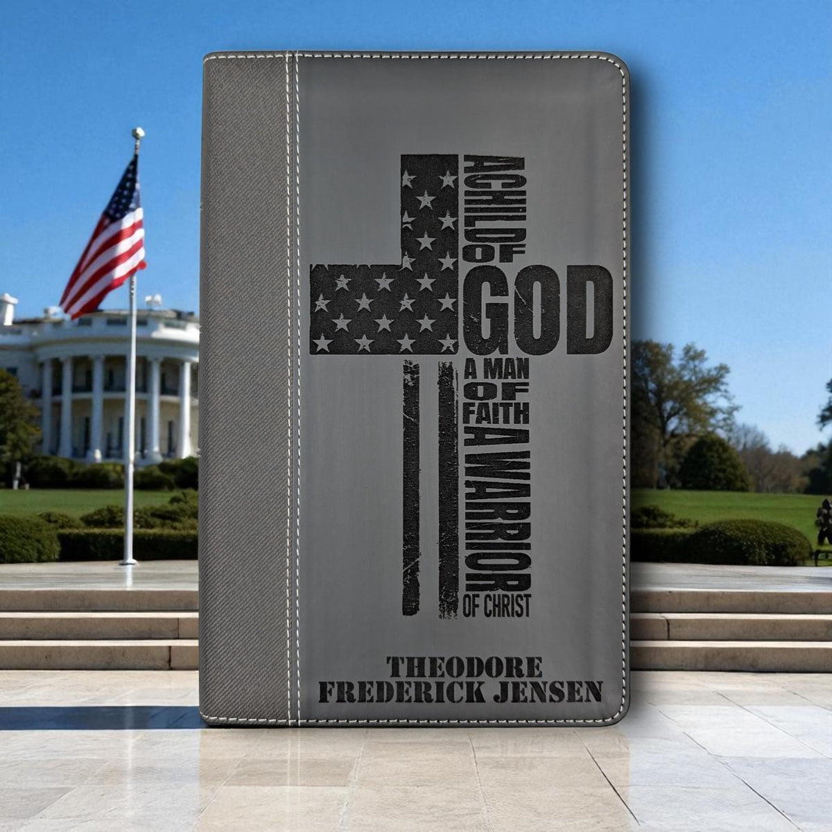 Personalized NIV Bible Large Print: Engraved Warrior of God Cross, Black Leatherlike