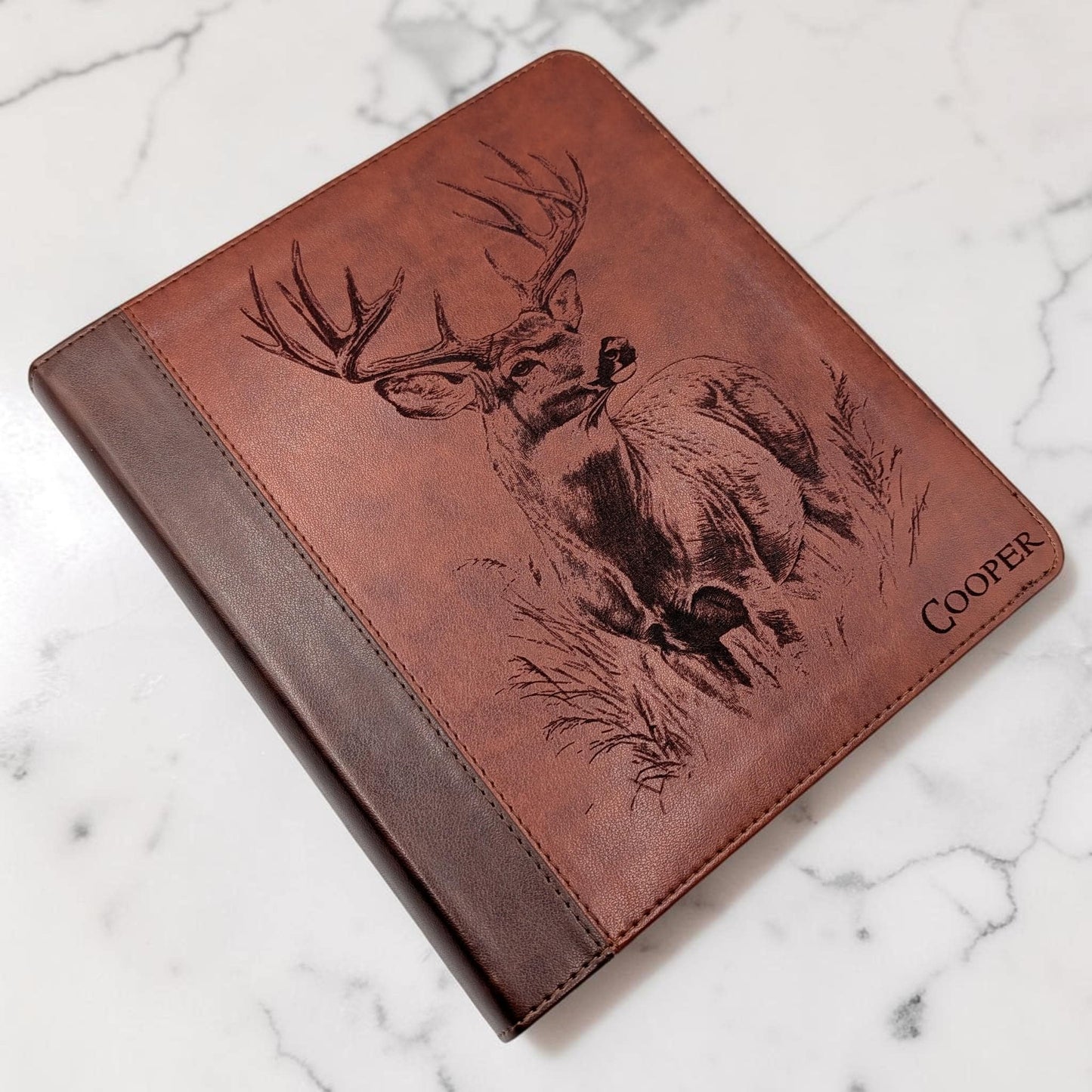 Personalized ESV Journal Study Bible: Engraved Buck Deer, Lined Wide Margins