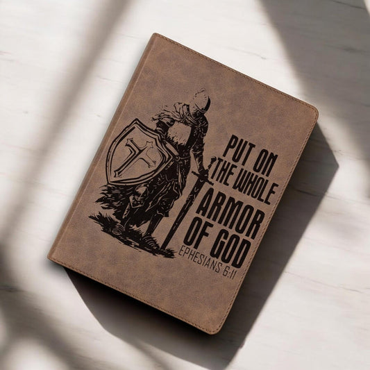 Personalized KJV Bible: Engraved Armor of God, Wide Margins, Brown Leatherlike
