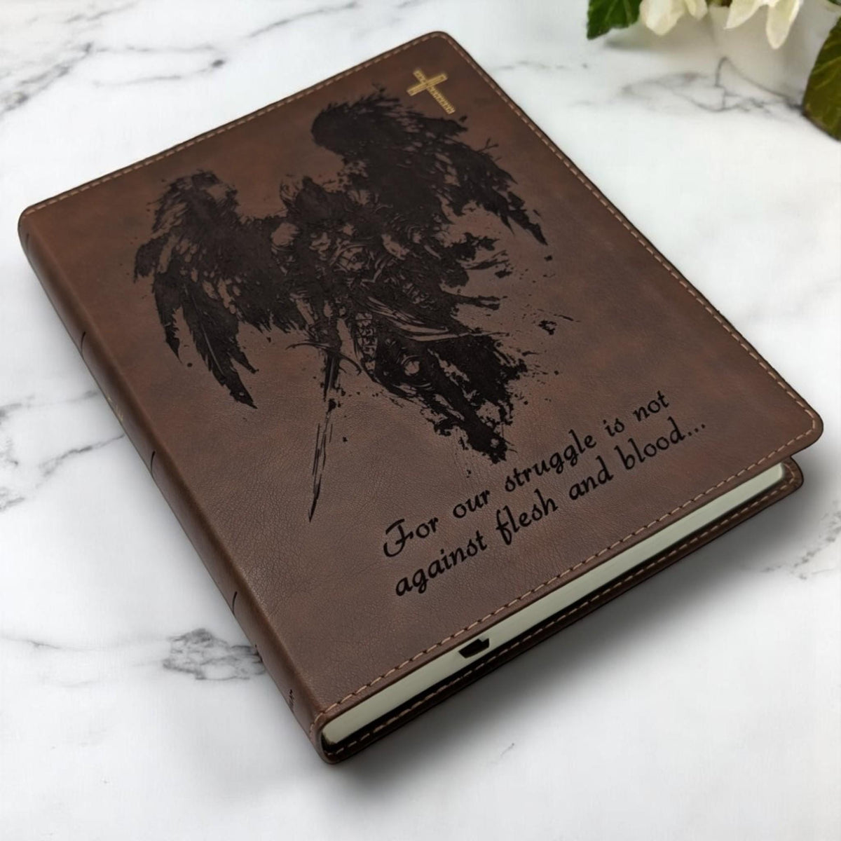 Personalized NIV Journal Bible: Engraved Michael the Archangel, Lined Wide Margins