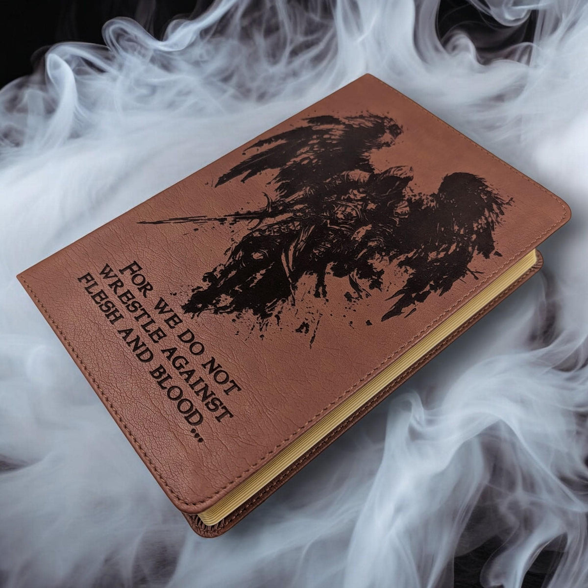 Personalized ESV Spanish English Parallel Bible: Engraved Michael the Archangel and Kneeling Warrior, Reina-Valera Translation