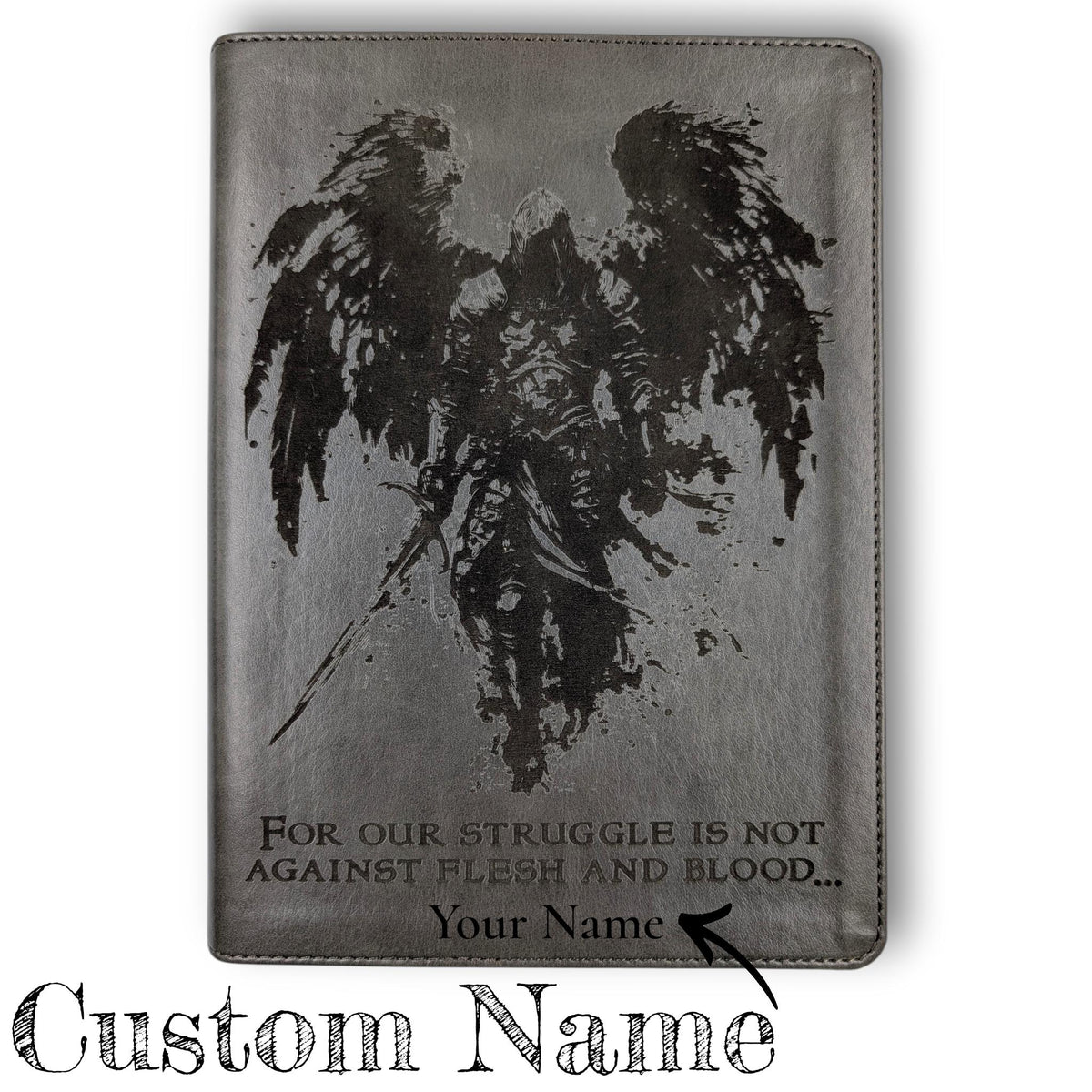 Personalized CSB He Reads Truth Bible: Engraved Michael the Archangel, Gray Leatherlike, Wide Margin