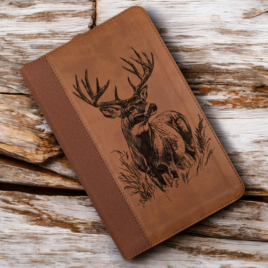 Personalized NIV Bible Large Print: Engraved Buck Deer, Brown Leatherlike
