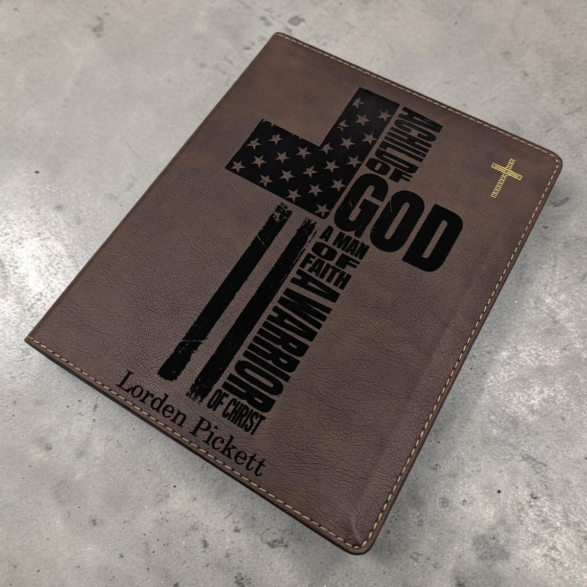 Personalized NIV Journal Bible: Engraved Warrior of God Cross, Lined Wide Margins