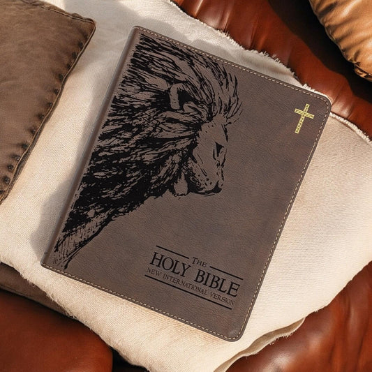 Personalized NIV Journal Bible: Lion Engraving, Lined Wide Margins