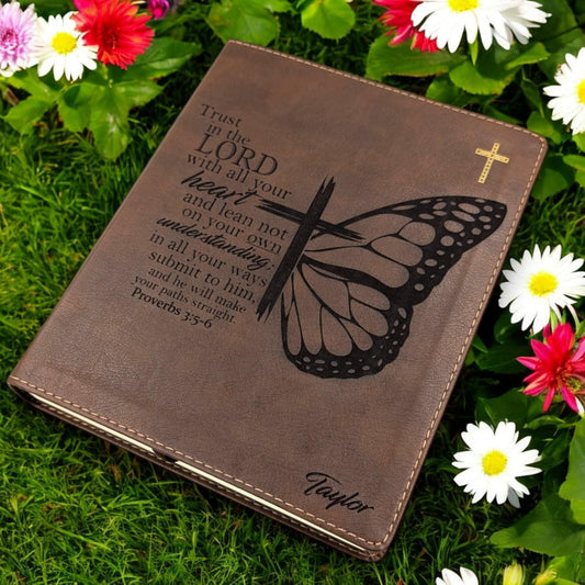 Personalized NIV Journal Bible for Women: Engraved Butterfly Design, Lined Wide Margins