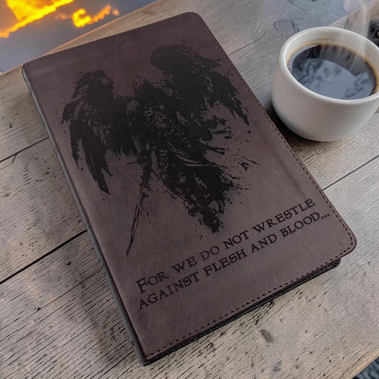 Personalized ESV Thinline Bible Large Print: Engraved Michael the Archangel, Mahogany Cover