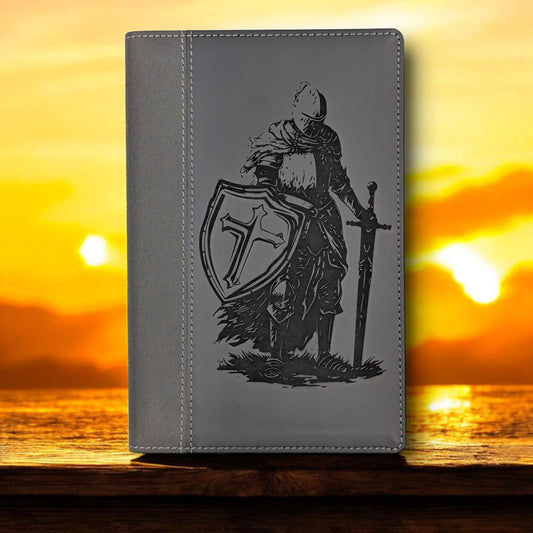 Personalized NIV Bible Large Print: Engraved Armor of God Warrior, Black Leatherlike