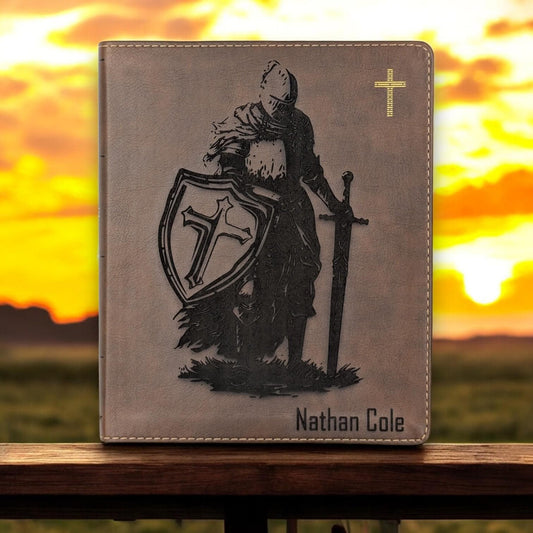 Personalized NIV Journal Bible: Engraved Armor of God Warrior, Lined Wide Margins