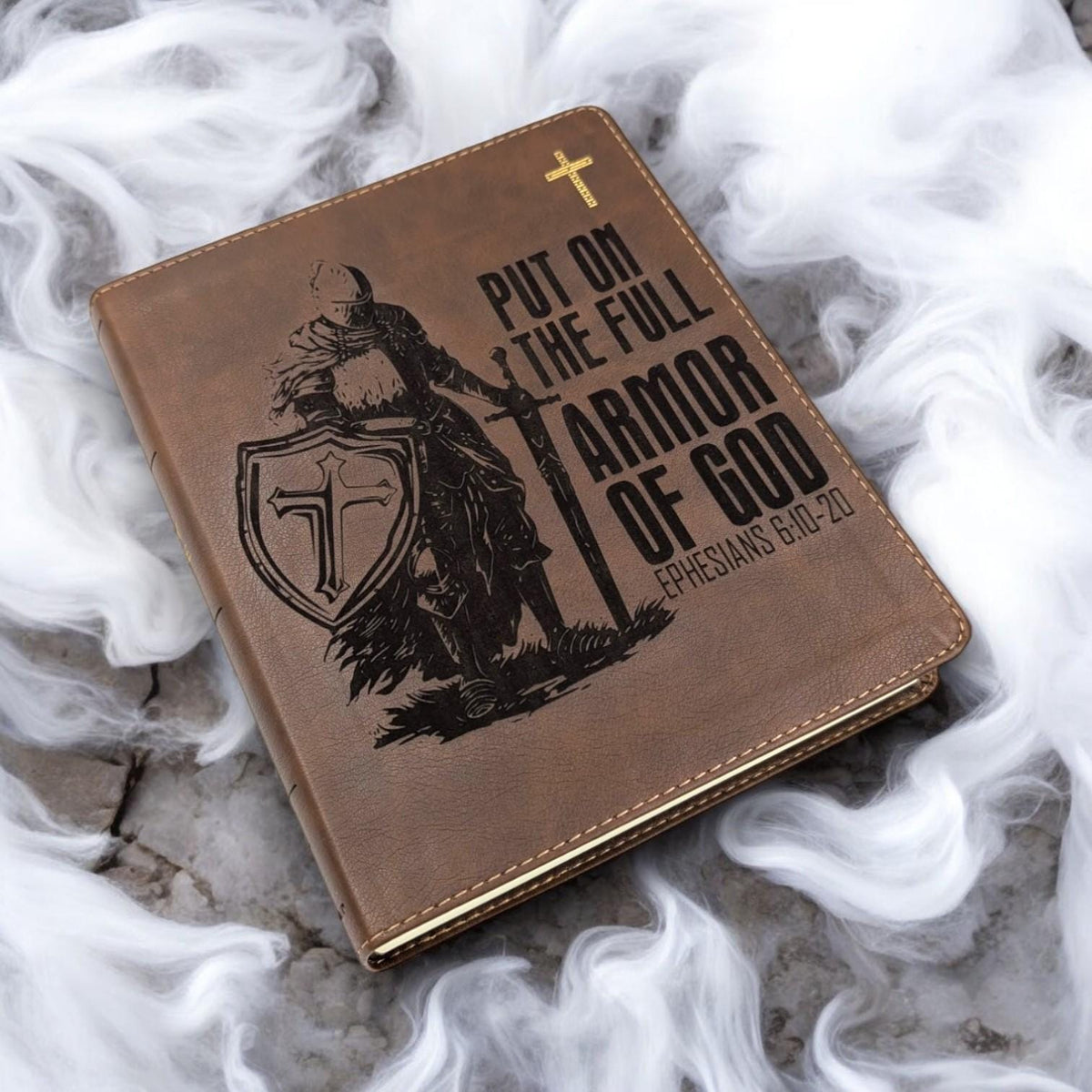 Personalized NIV Journal Bible: Engraved Armor of God, Lined Wide Margins