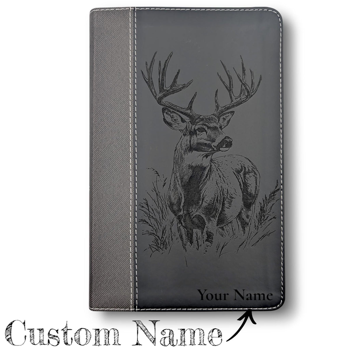 Personalized NIV Bible Large Print: Engraved Buck Deer, Black Leatherlike