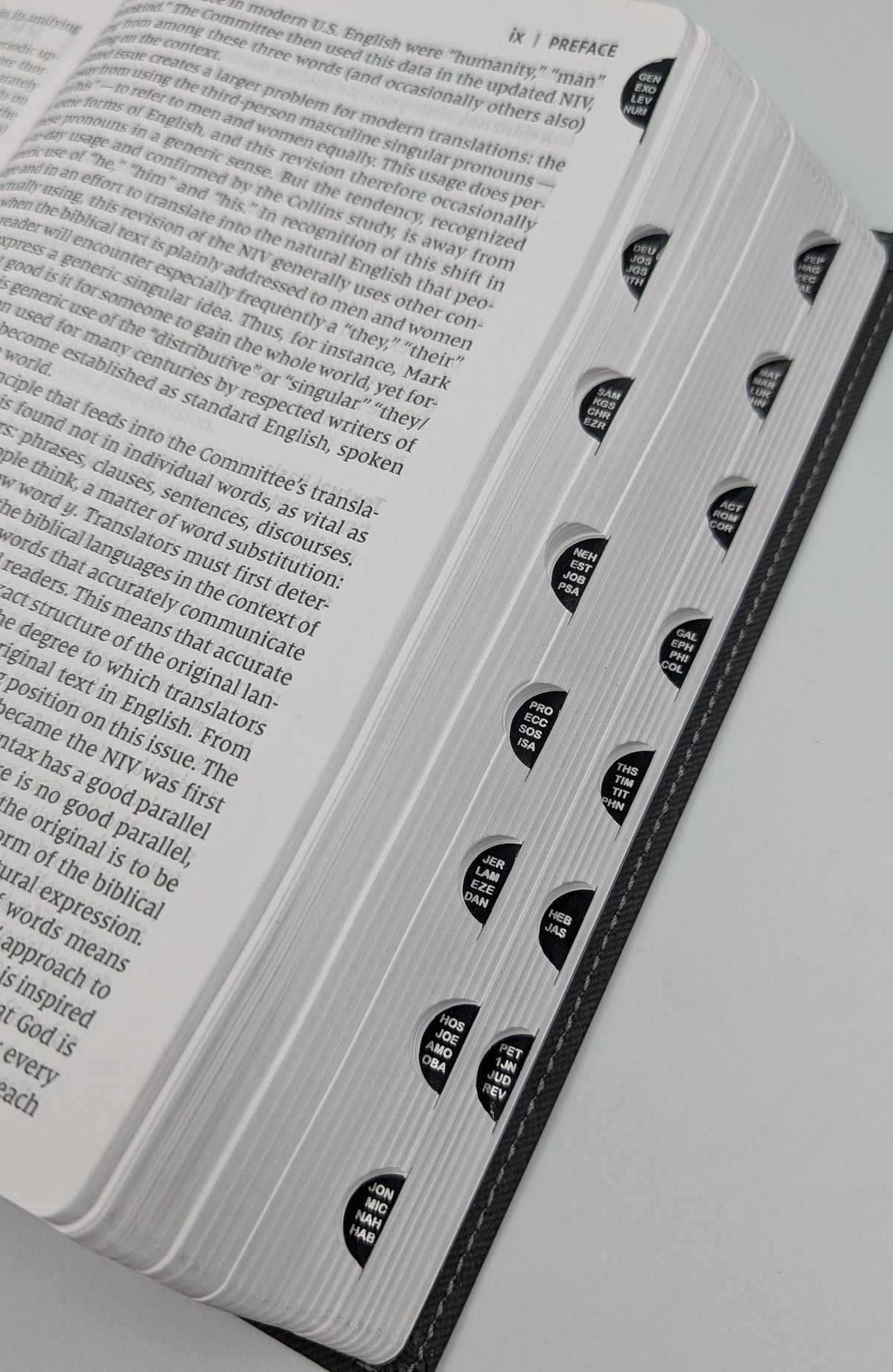Personalized NIV Bible Large Print: Engraved Cross of Nails, Black Leatherlike, Thumb Index