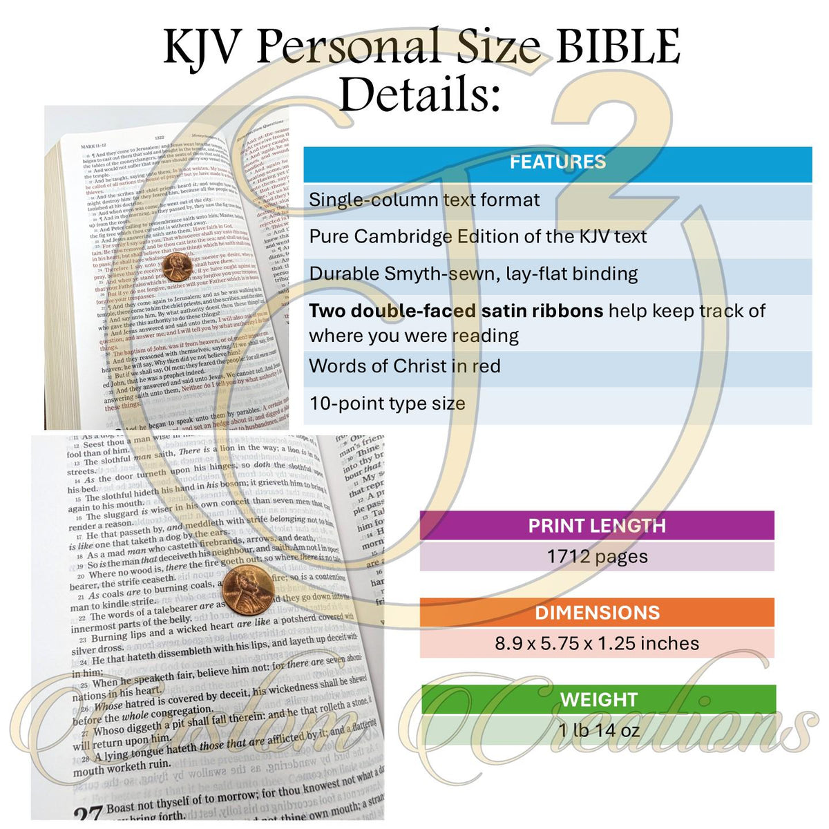 Personalized King James Bible KJV, Personal Size: Engraved Fisherman and Buck Design, Brown Leatherlike