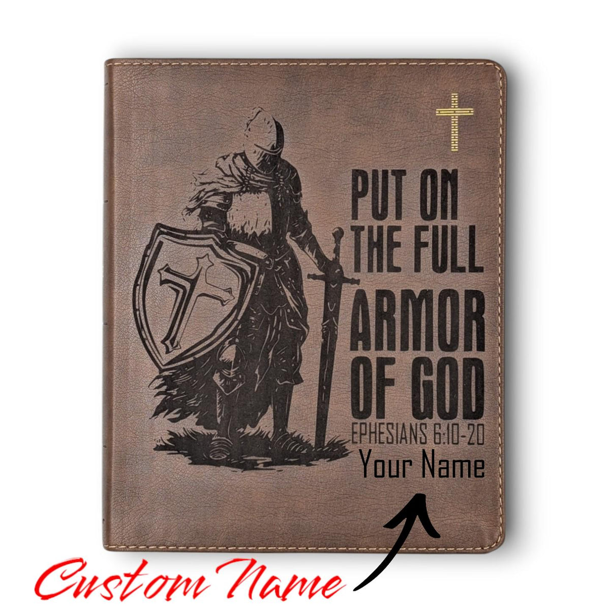 Personalized NIV Journal Bible: Engraved Armor of God, Lined Wide Margins