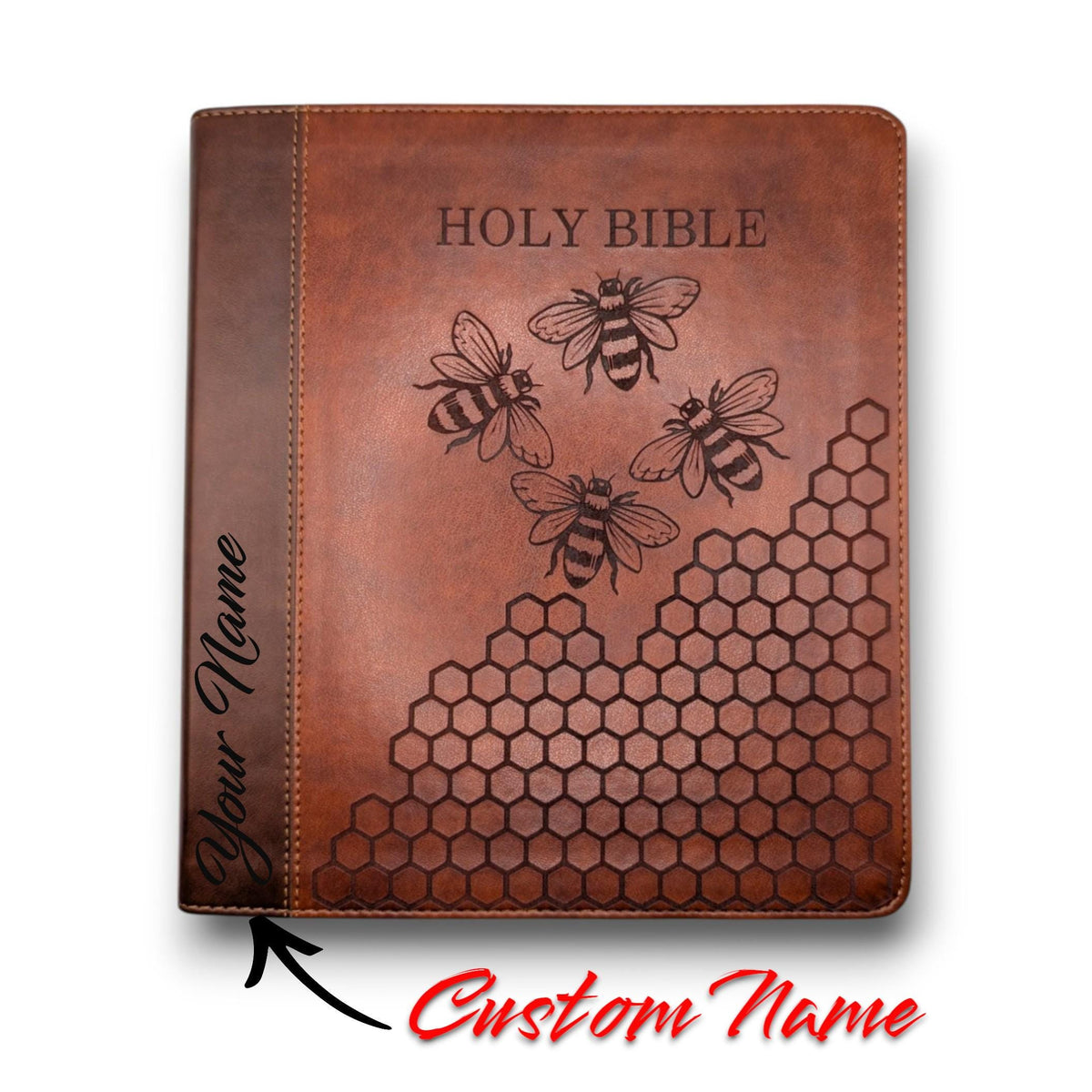 Personalized ESV Journal Study Bible: Engraved Bee and Honeycomb Design, Lined Wide Margins
