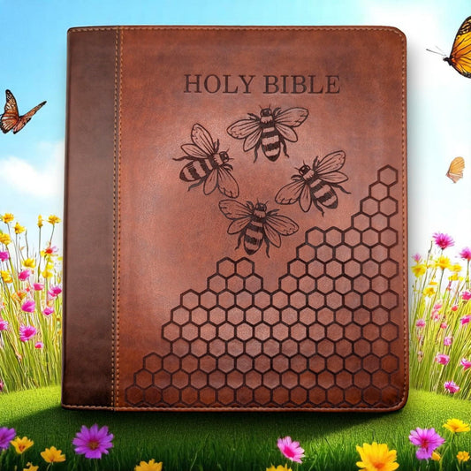 Personalized ESV Journal Study Bible: Engraved Bee and Honeycomb Design, Lined Wide Margins
