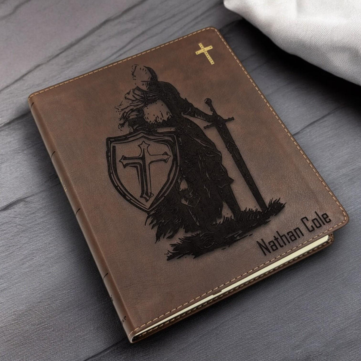 Personalized NIV Journal Bible: Engraved Armor of God Warrior, Lined Wide Margins