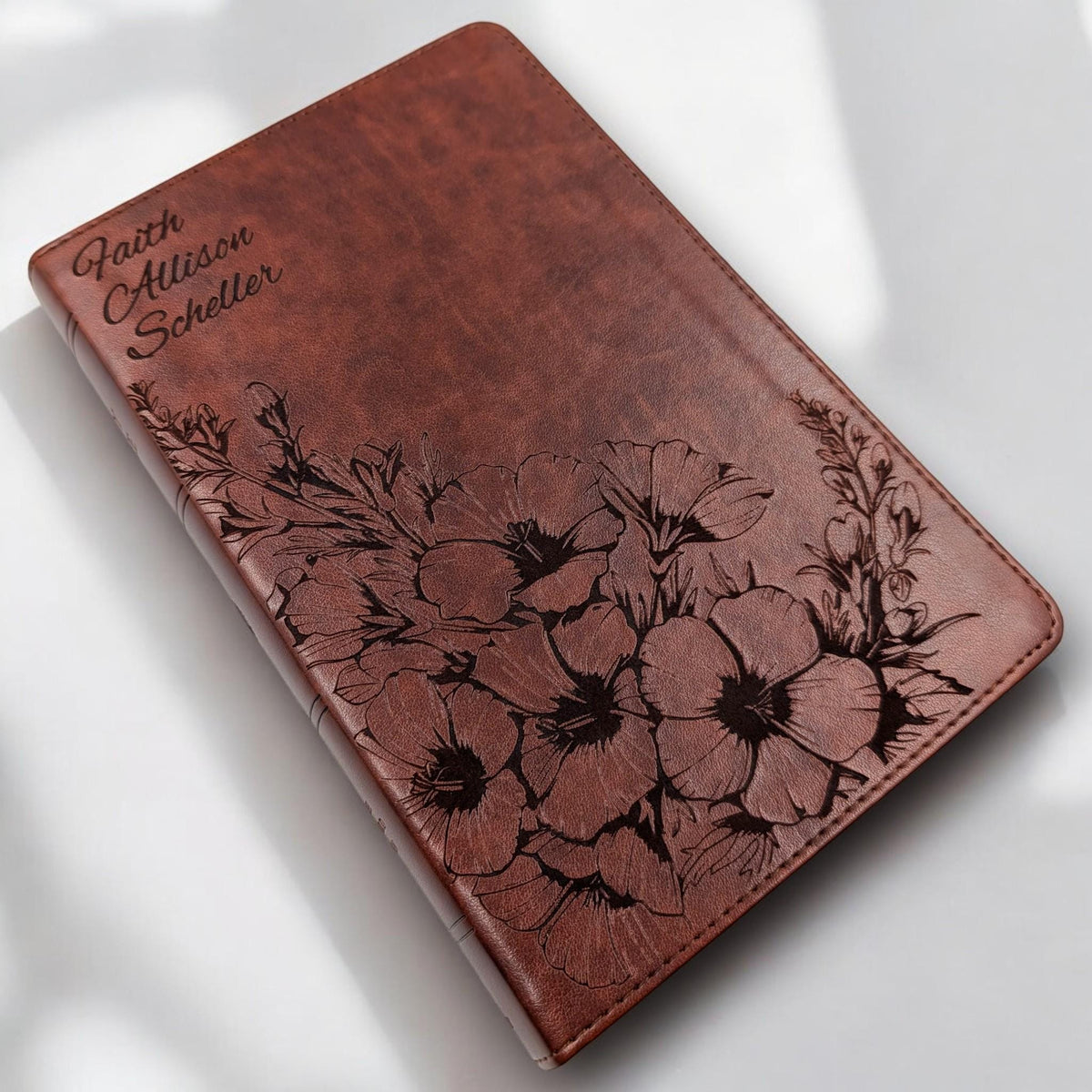 Personalized ESV Bible Large Print: Larkspur Flower Engraving
