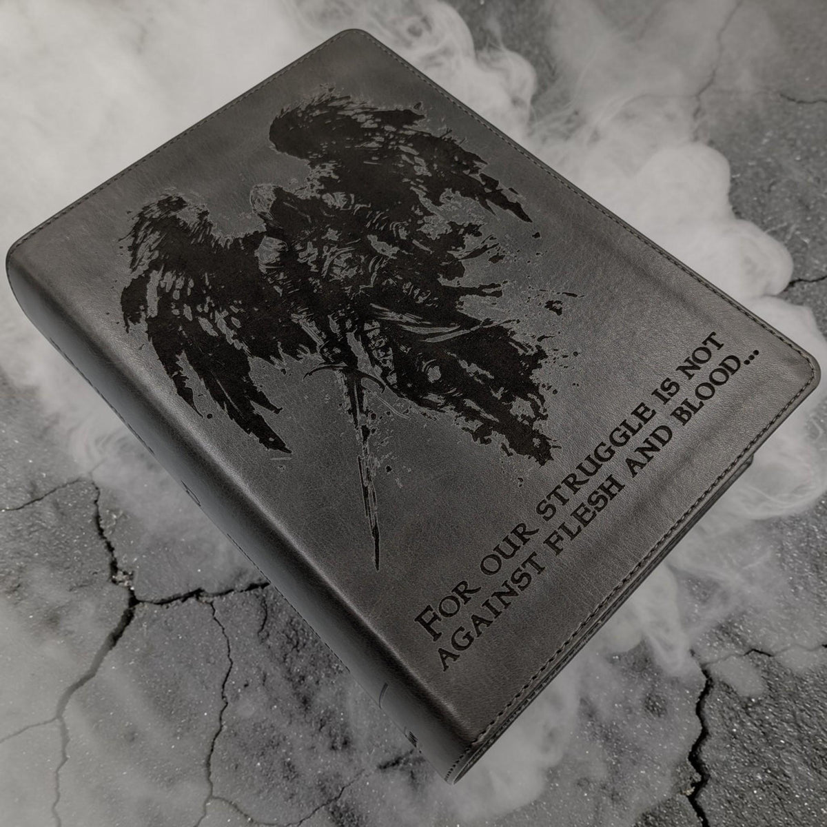 Personalized CSB He Reads Truth Bible: Engraved Michael the Archangel, Gray Leatherlike, Wide Margin