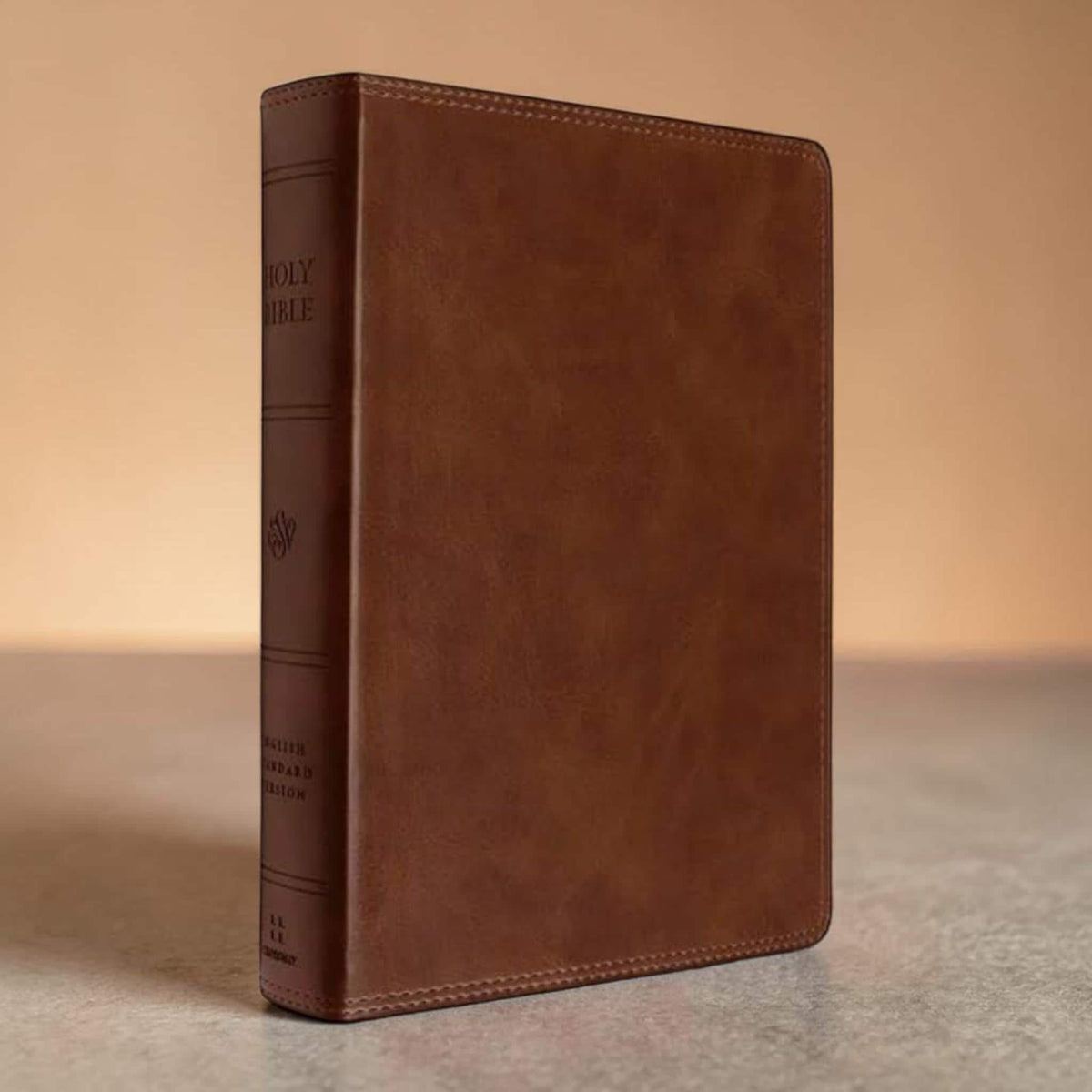 Personalized ESV Bible Giant Print: Engraved Deer and Turkey, Deep Brown Leatherlike
