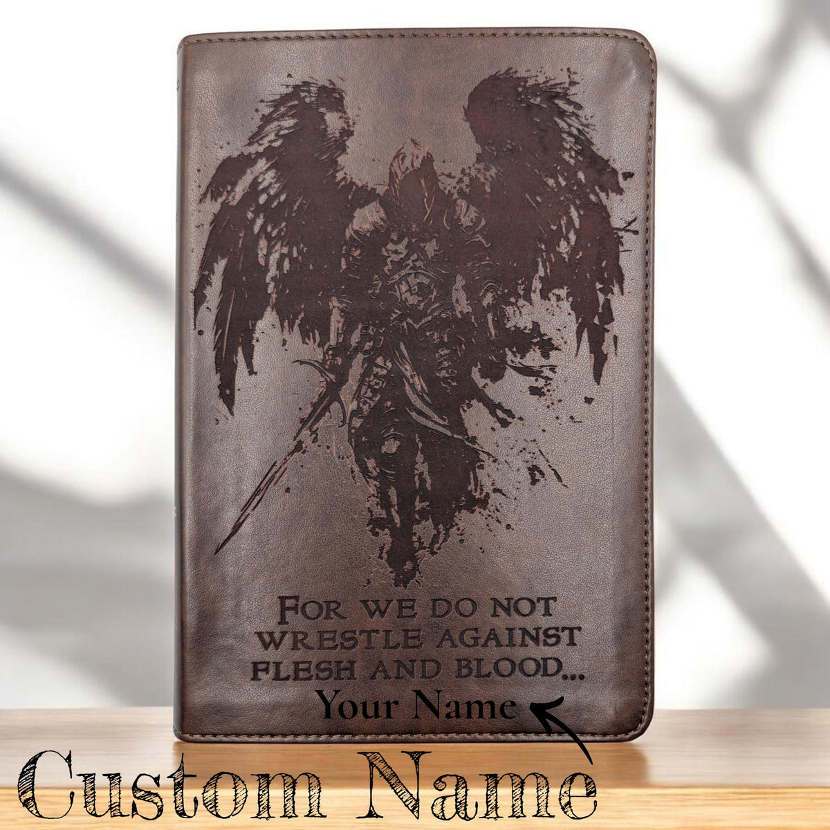 Personalized ESV Study Bible: Engraved Michael the Archangel, Brown Leatherlike, Personal Size