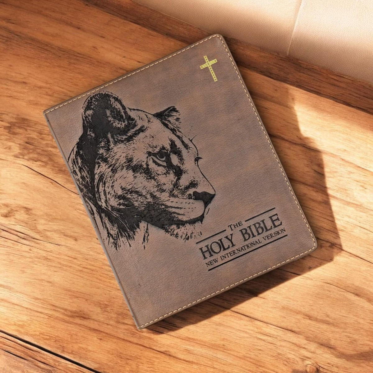 Personalized NIV Journal Bible for Women: Engraved Lioness and Holy Bible, Lined Wide Margins