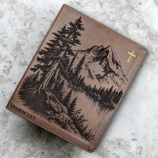 Personalized NIV Journal Bible: Engraved Nature Mountain Scene, Lined Wide Margins