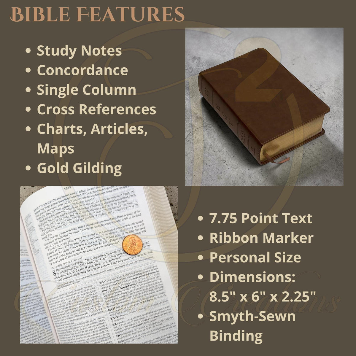 Personalized ESV Study Bible: Engraved Buck Deer Design, Brown Leatherlike, Personal Size