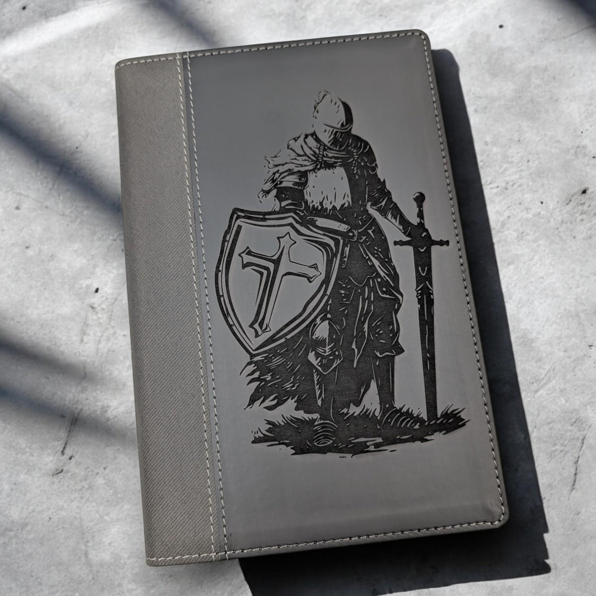 Personalized NIV Bible Large Print: Engraved Armor of God Warrior, Black Leatherlike