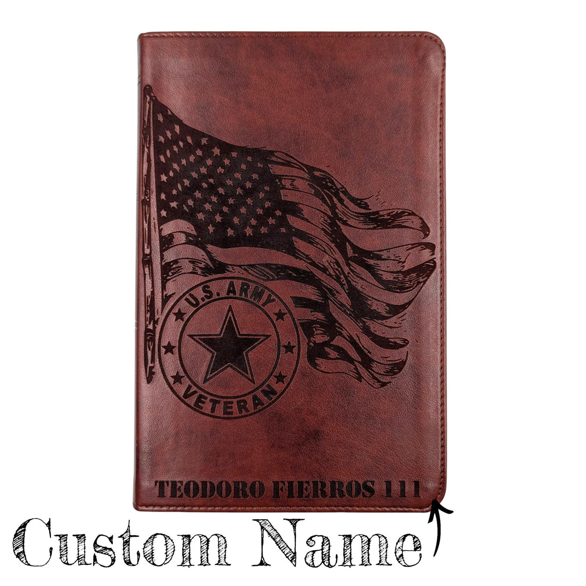 Personalized ESV Bible Large Print: Engraved Army Veteran and American Flag