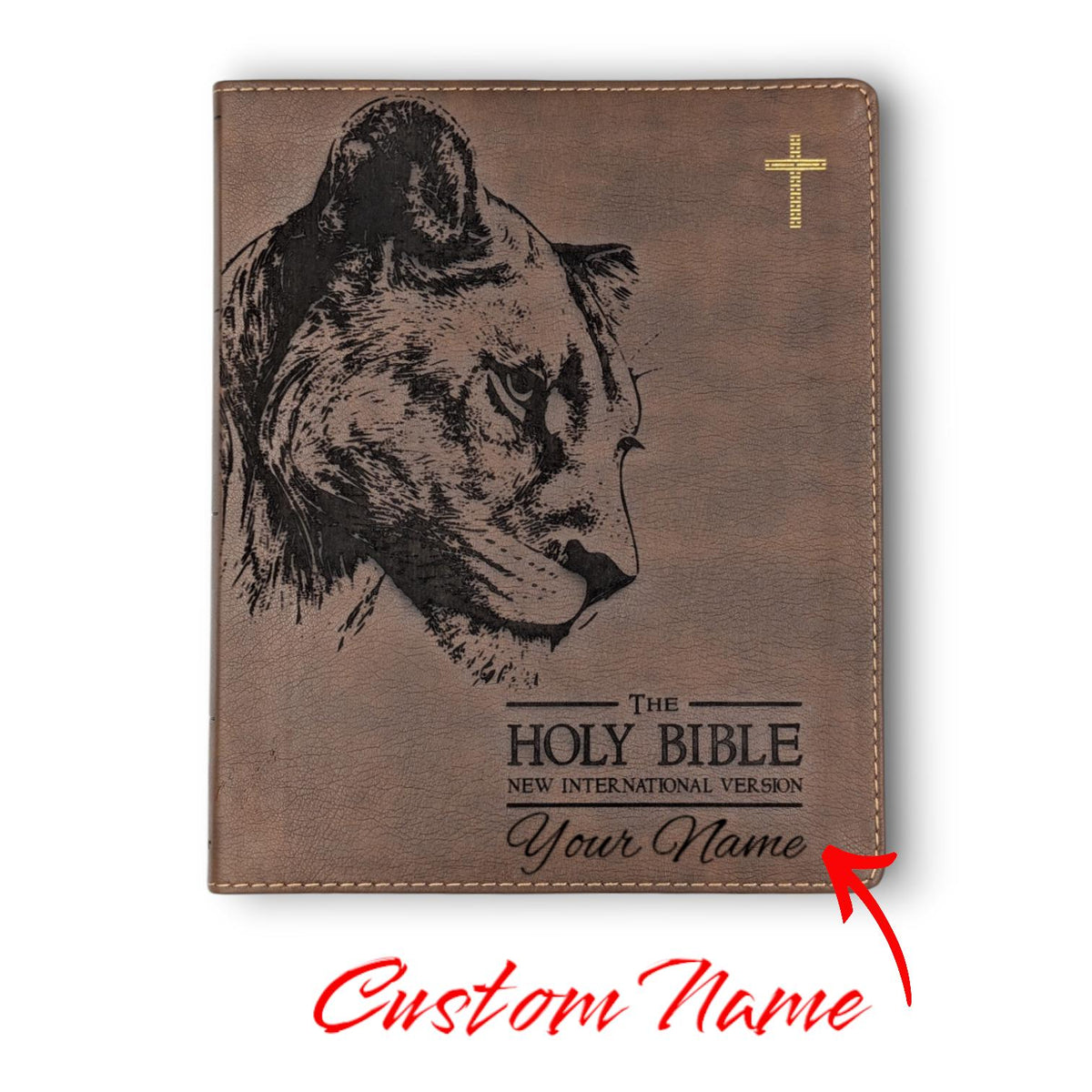 Personalized NIV Journal Bible for Women: Engraved Lioness and Holy Bible, Lined Wide Margins