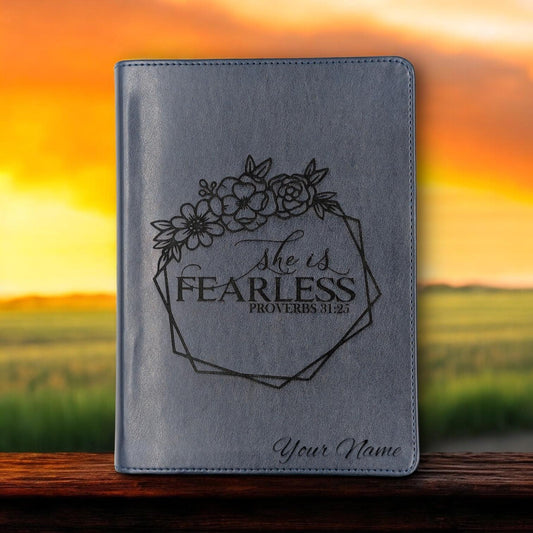 Personalized CSB She Reads Truth Bible: She is Fearless Floral Engraved, Wide Margin