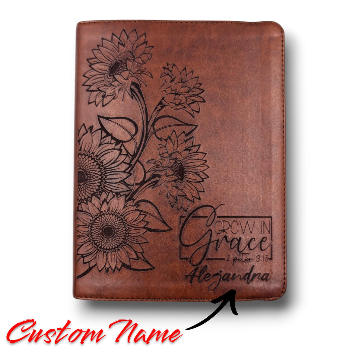 Personalized Spanish Journal Bible for Women: Engraved Sunflower Design, RVR 1960, Lined Wide Margins