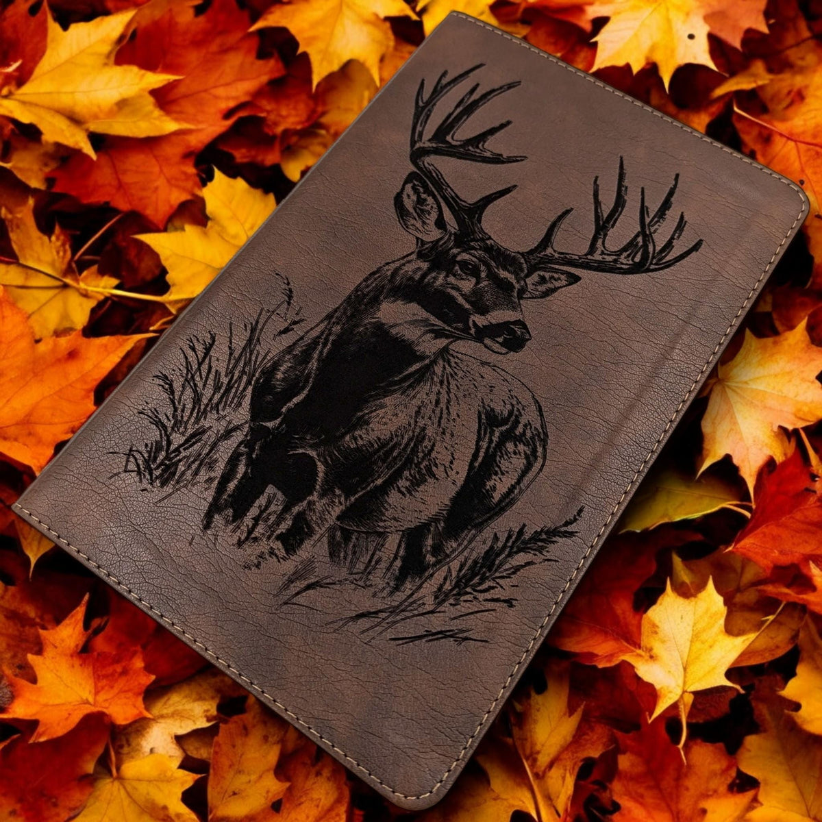 Personalized NLT Thinline Reference Bible: Engraved Buck Deer, Rustic Brown Leatherlike