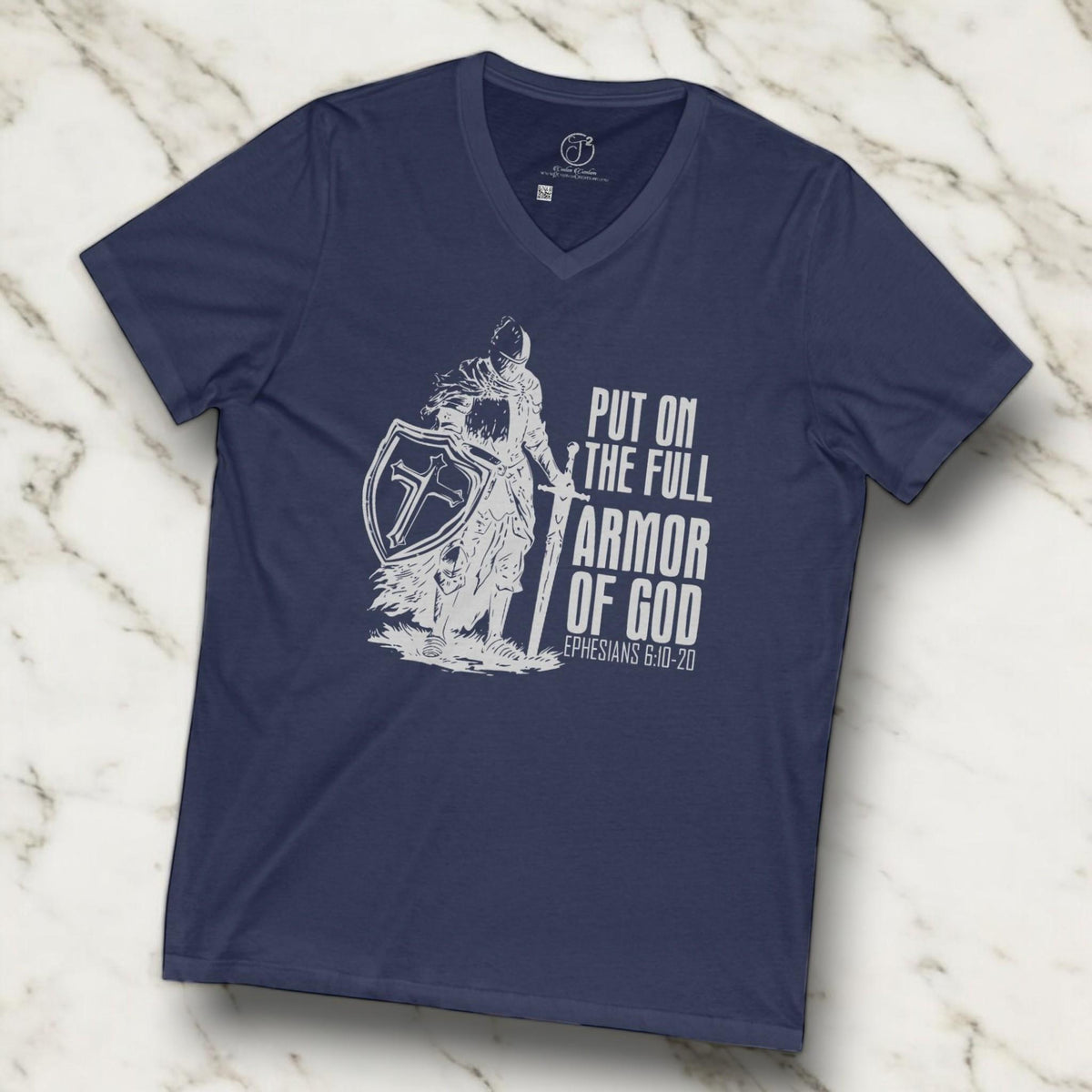 Armor of God V-Neck T-Shirt: Christian Bible Verse Tee