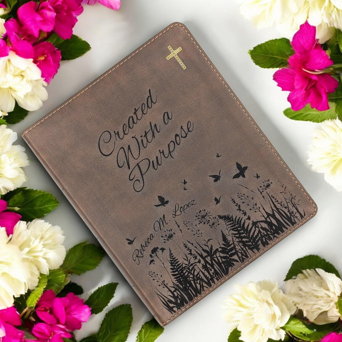 Personalized NIV Journal Bible for Women: Engraved Wildflowers, Lined Wide Margins