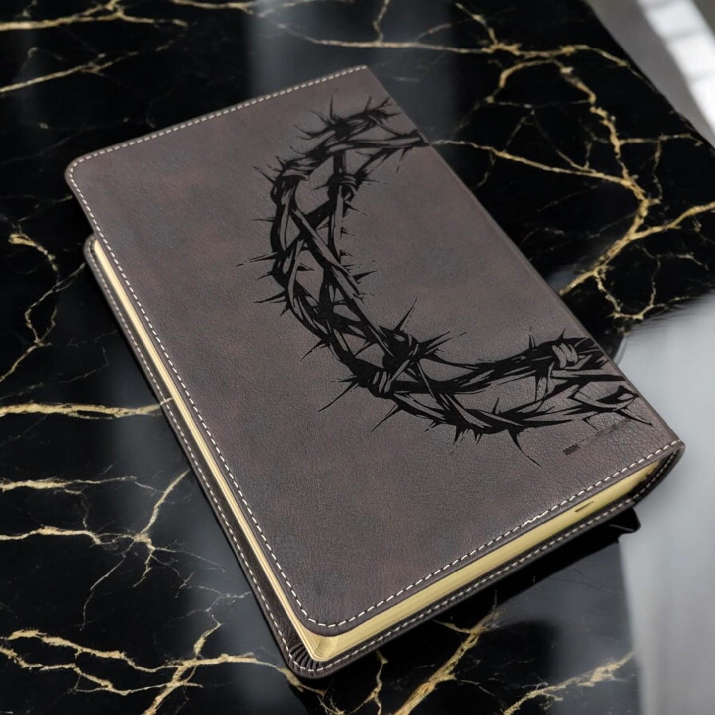 Personalized Every Man's NLT Bible: Engraved Lion & Crown of Thorns, Brown Deluxe Edition