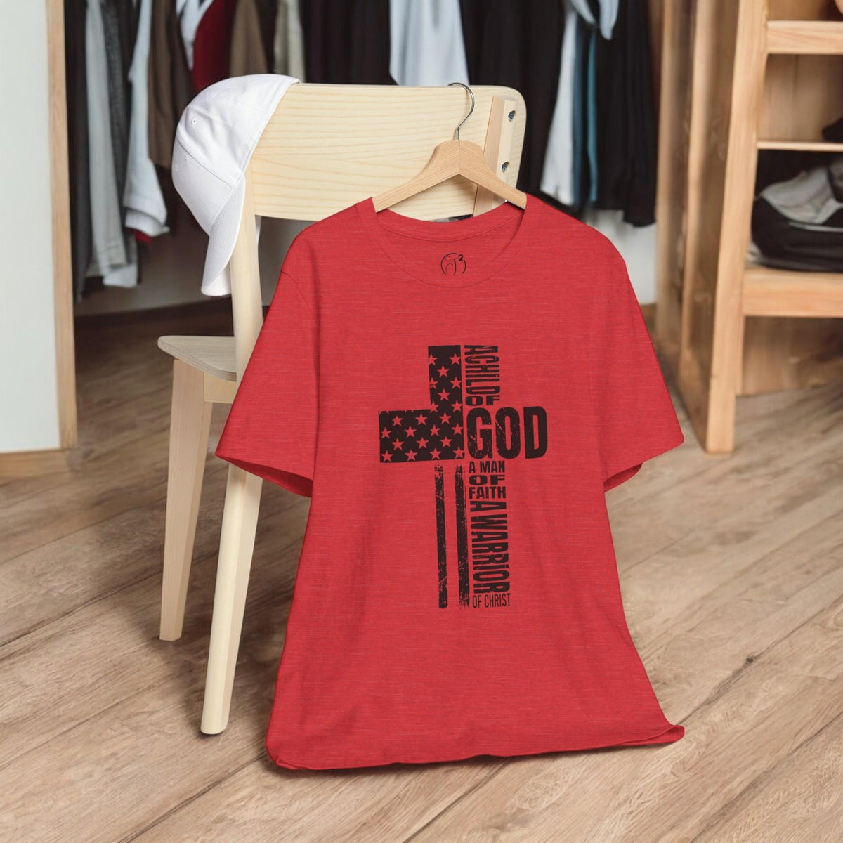 Child of God Warrior T-Shirt: Christian Flag Cross Design