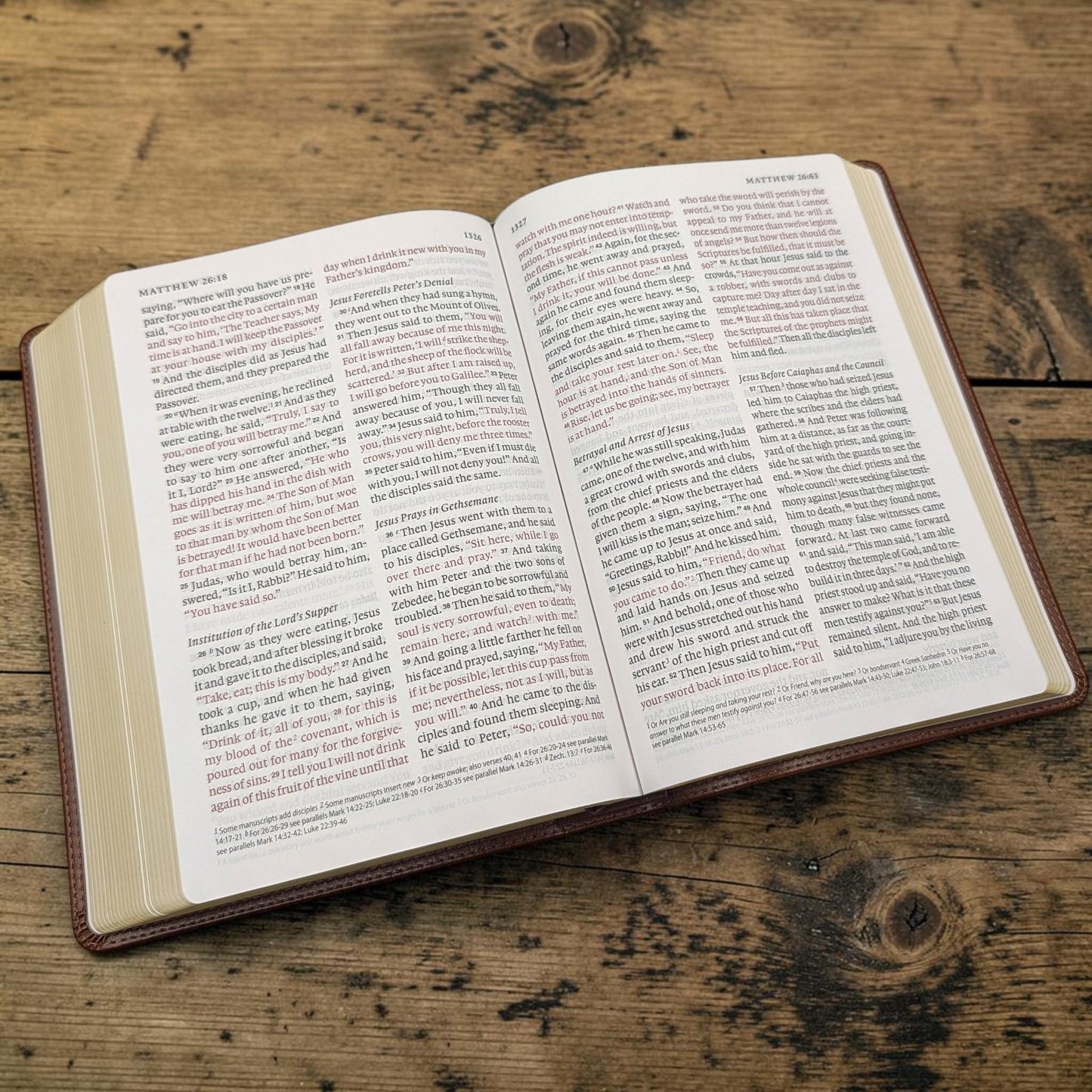 Personalized ESV Bible Giant Print (Brown): Rose Engraving Psalm 46 5, Gift for Her